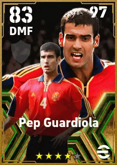 Pep Guardiola eFootball 2026 player card — 83 OVR DMF