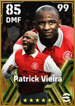 Patrick Vieira eFootball 2026 player card — 85 OVR DMF