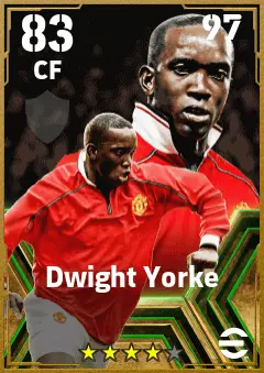 Dwight Yorke eFootball 2026 player card — 83 OVR CF