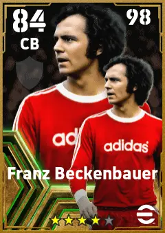 Franz Beckenbauer eFootball 2026 player card — 84 OVR CB