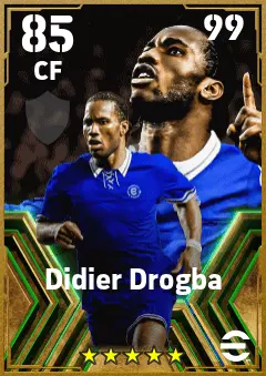 Didier Drogba eFootball 2026 player card — 85 OVR CF