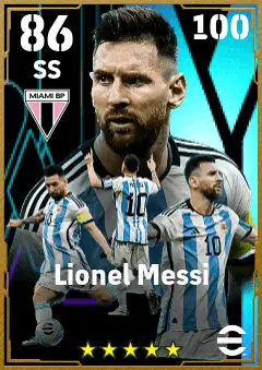 Lionel Messi eFootball 2026 player card — 86 OVR SS