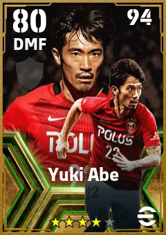 Yuki Abe eFootball 2026 player card — 80 OVR DMF