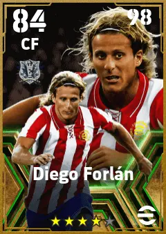 Diego Forlan eFootball 2026 player card — 84 OVR CF