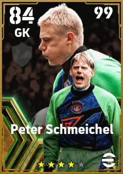 Peter Schmeichel eFootball 2026 player card — 84 OVR GK