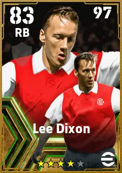 Lee Dixon eFootball 2026 player card — 83 OVR RB