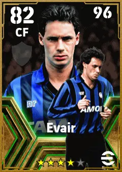 Evair eFootball 2026 player card — 82 OVR CF