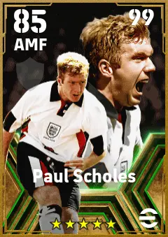 Paul Scholes eFootball 2026 player card — 85 OVR AMF