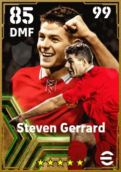 Steven Gerrard eFootball 2026 player card — 85 OVR DMF