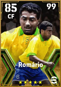 Romario eFootball 2026 player card — 85 OVR CF
