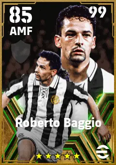 Roberto Baggio eFootball 2026 player card — 85 OVR AMF