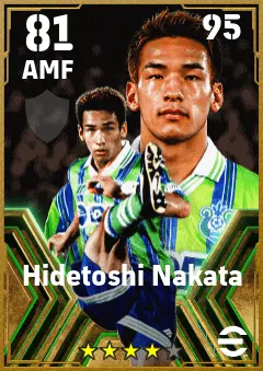 Hidetoshi Nakata eFootball 2026 player card — 81 OVR AMF