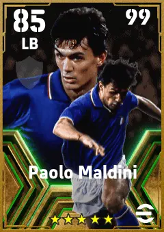 Paolo Maldini eFootball 2026 player card — 85 OVR LB