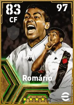 Romario eFootball 2026 player card — 83 OVR CF