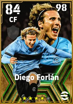Diego Forlan eFootball 2026 player card — 84 OVR CF