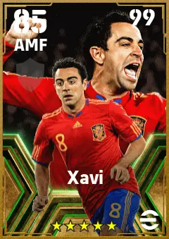 Xavi eFootball 2026 player card — 85 OVR AMF