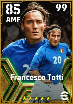 Francesco Totti eFootball 2026 player card — 85 OVR AMF
