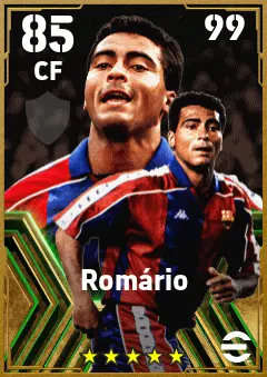 Romario eFootball 2026 player card — 85 OVR CF