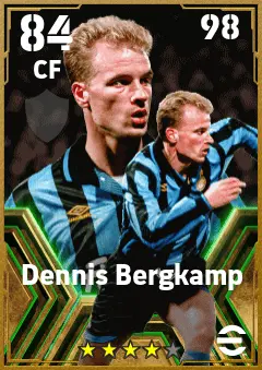 Dennis Bergkamp eFootball 2026 player card — 84 OVR CF