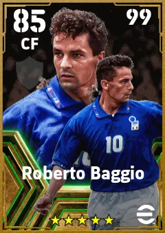 Roberto Baggio eFootball 2026 player card — 85 OVR CF