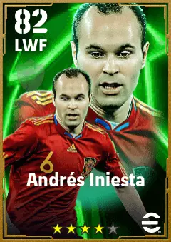 Andres Iniesta eFootball 2026 player card — 82 OVR LWF