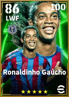 Ronaldinho Gaucho eFootball 2026 player card — 86 OVR LWF