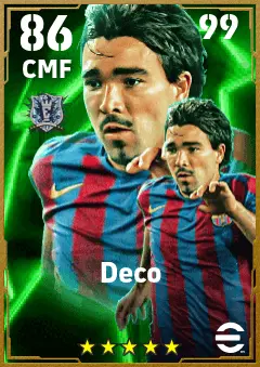 Deco eFootball 2026 player card — 86 OVR CMF