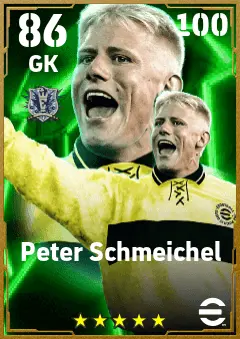 Peter Schmeichel eFootball 2026 player card — 86 OVR GK
