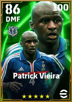 Patrick Vieira eFootball 2026 player card — 86 OVR DMF