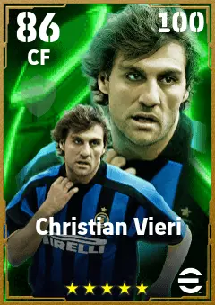 Christian Vieri eFootball 2026 player card — 86 OVR CF