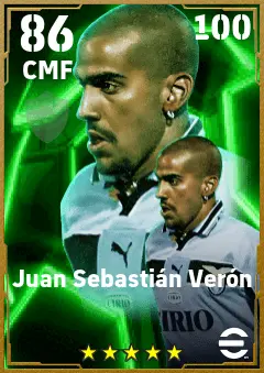 Juan Sebastian Veron eFootball 2026 player card — 86 OVR CMF