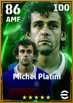 Michel Platini eFootball 2026 player card — 86 OVR AMF