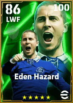 Eden Hazard eFootball 2026 player card — 86 OVR LWF