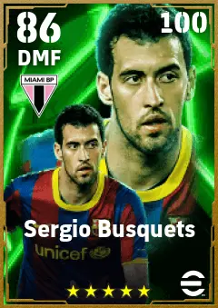 Sergio Busquets eFootball 2026 player card — 86 OVR DMF