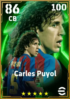 Carles Puyol eFootball 2026 player card — 86 OVR CB