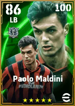 Paolo Maldini eFootball 2026 player card — 86 OVR LB