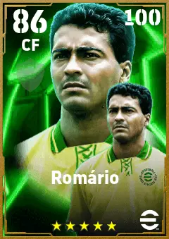 Romario eFootball 2026 player card — 86 OVR CF