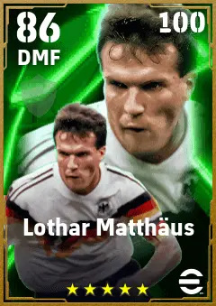 Lothar Matthaus eFootball 2026 player card — 86 OVR DMF