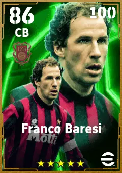 Franco Baresi eFootball 2026 player card — 86 OVR CB