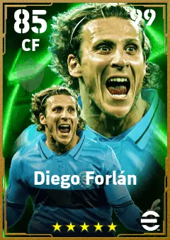 Diego Forlan eFootball 2026 player card — 85 OVR CF