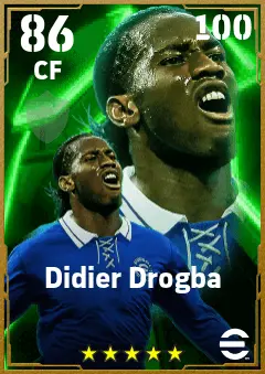 Didier Drogba eFootball 2026 player card — 86 OVR CF