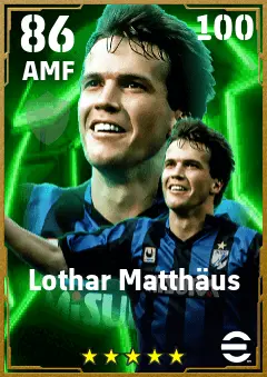 Lothar Matthaus eFootball 2026 player card — 86 OVR AMF
