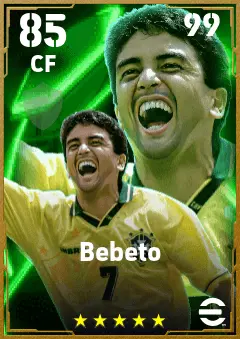Bebeto eFootball 2026 player card — 85 OVR CF