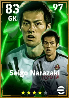 Seigo Narazaki eFootball 2026 player card — 83 OVR GK