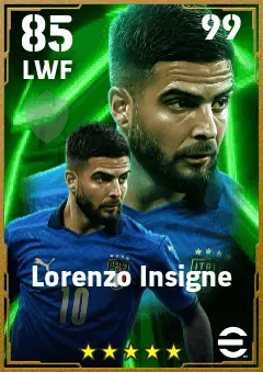 Lorenzo Insigne eFootball 2026 player card — 85 OVR LWF