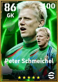 Peter Schmeichel eFootball 2026 player card — 86 OVR GK