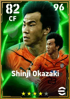 Shinji Okazaki eFootball 2026 player card — 82 OVR CF