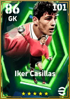 Iker Casillas eFootball 2026 player card — 86 OVR GK