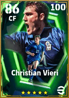 Christian Vieri eFootball 2026 player card — 86 OVR CF