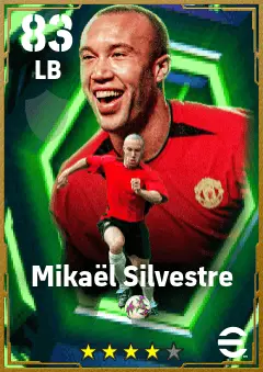 Mikael Silvestre eFootball 2026 player card — 83 OVR LB